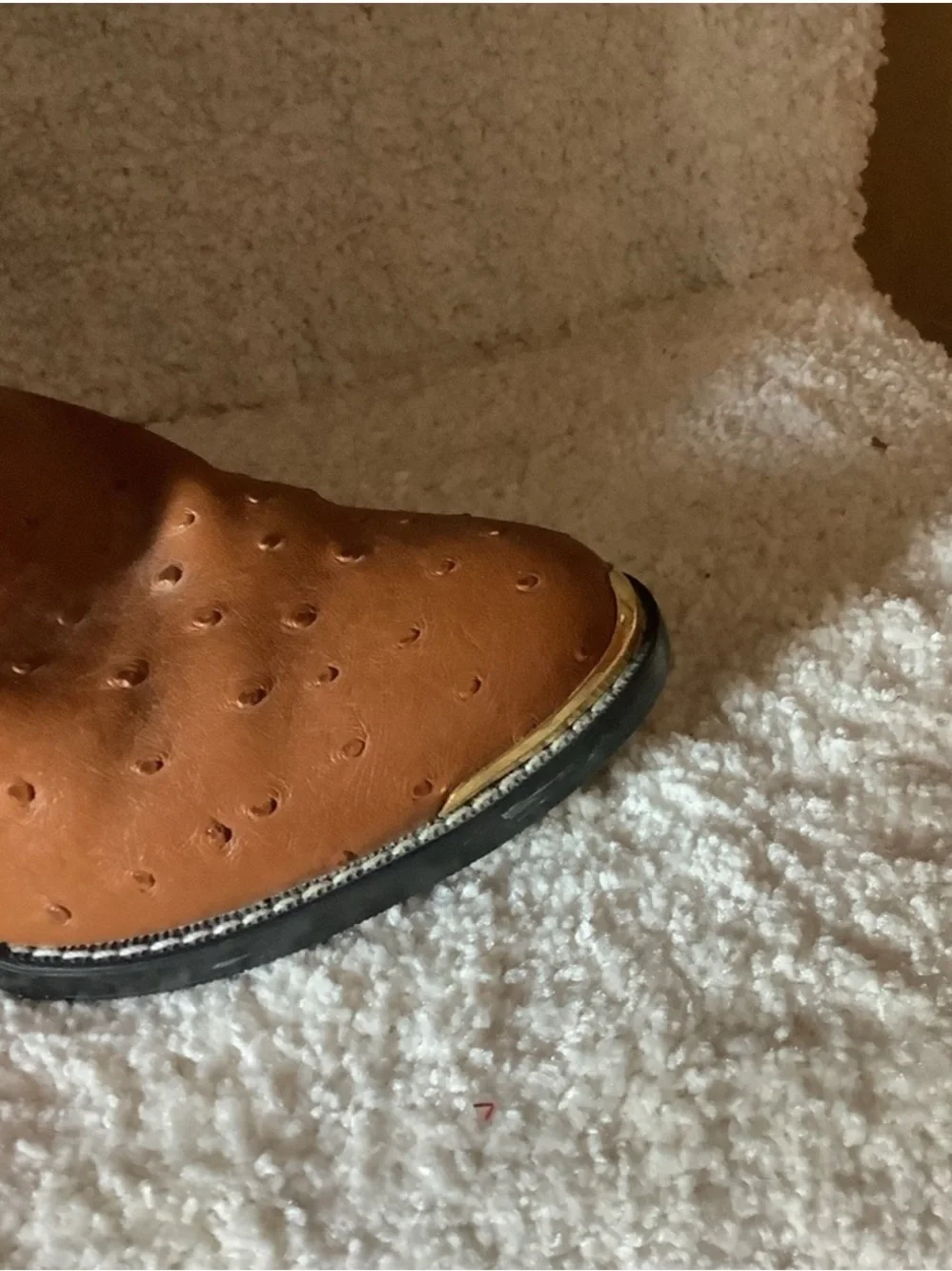 Vintage 1998 Durango Youth Cowboy Boots Tan Western Ostrich Print Size 1.5